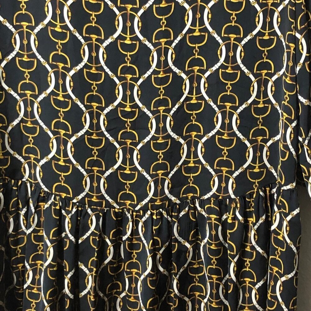 ZARA Equestrian Drop Waist Dress Top Women's size S Black Gold Horse Bit NEW - Picture 9 of 11